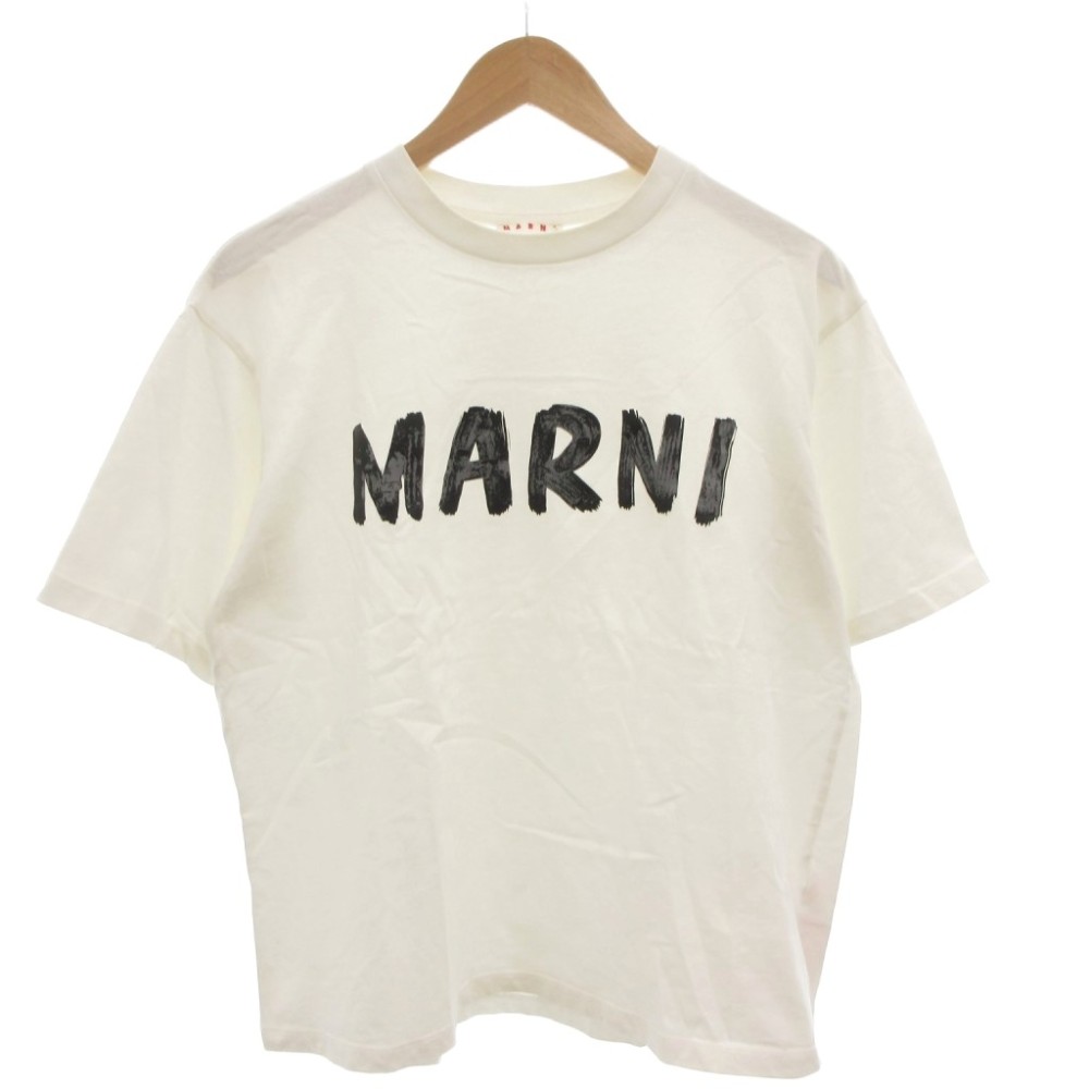 【中古】マルニ MARNI レタリング刷り上げる 大層らしい大きさティーシャツ カットソー 40 白 白いこと ロゴタイプ刷り上げる 半袖 THJET49EPH /FF ■GY18 レディース 【ベクター 古着】 260531