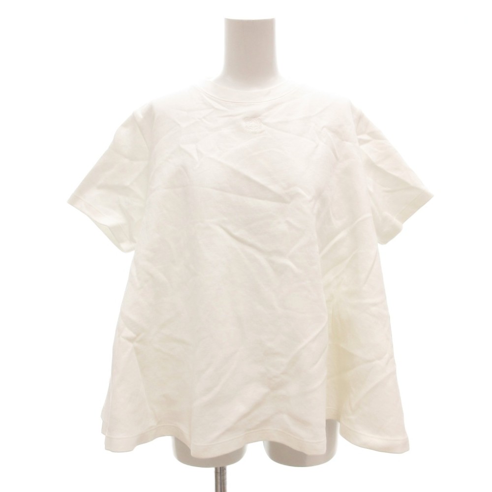 【中古】ロエベ LOEWE トラペーズ トップス ティーシャツ カットソー 半袖 アナ瓦刺しゅう ロゴタイプ 労働者の一団のど首 白 白いこと /AE ■GY19 ☆AA★ レディース 【ベクター 古着】 260531