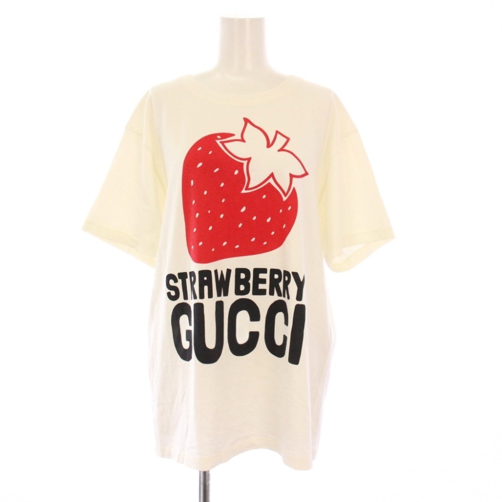 【中古】グッチ GUCCI ストロベリープリントTシャツ カットソー 半袖 XS 白 615044 /KH レディース 【ベクトル 古着】 260619｜ブランド古着の買取販売ベクトル 13,608円