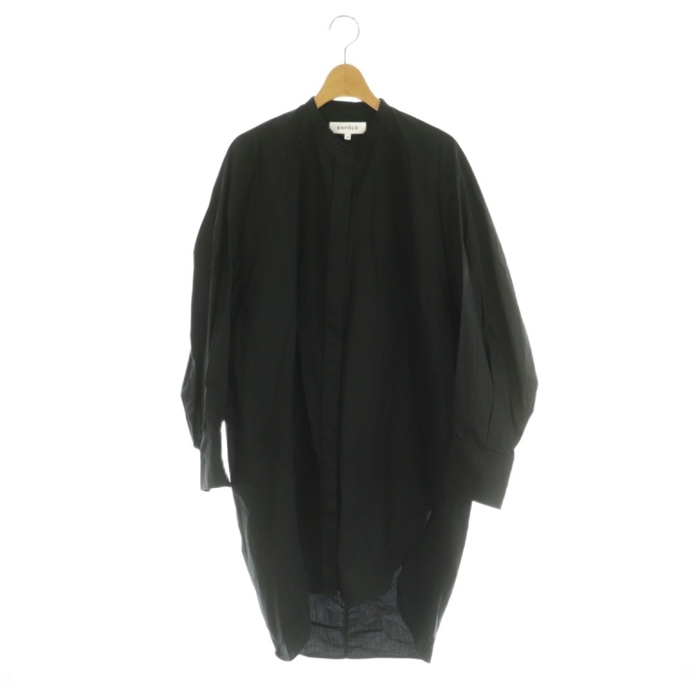 【中古】エンフォルド ENFOLD バンドカラーロングシャツ チュニック丈 38 黒 300DS130-2130 /MI ■OS 【ベクトル 古着】 260627｜ブランド古着の買取販売ベクトル