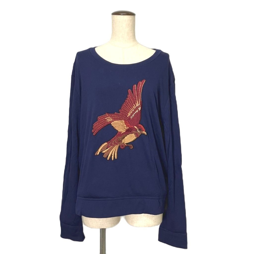 【中古】グッチ GUCCI バード刺繍 Tシャツ クルーネック 長袖 カットソー S ネイビー 408240-X6458 レディース 【ベクトル 古着】 260721｜ブランド古着の買取販売ベクトル