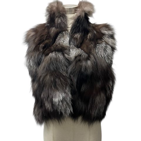 【中古】シルバーフォックス 毛皮 ベスト リアルファー 茶 銀 ブラウン シルバー M レディース レディース 【ベクトル 古着】 250528｜ブランド古着の買取販売ベクトル