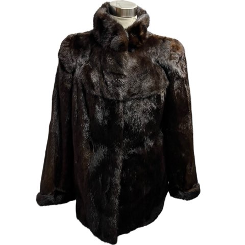 【中古】ミンク MINK 毛皮 コート リアルファー 茶 ブラウン M相当 レディース 【ベクトル 古着】 250612