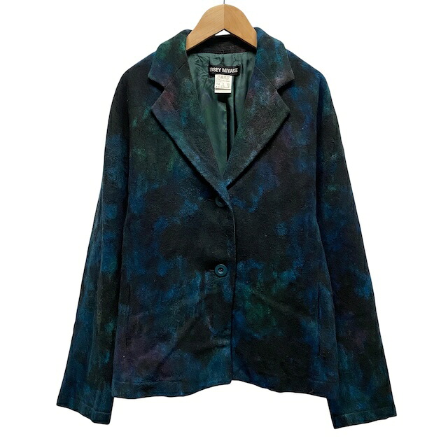 【中古】イッセイミヤケ ISSEY MIYAKE ジャケット 長袖 ウール100% タイダイ ブルー グリーン 2 M相当 レディース 【ベクトル 古着】 250626｜ブランド古着の買取販売ベクトル