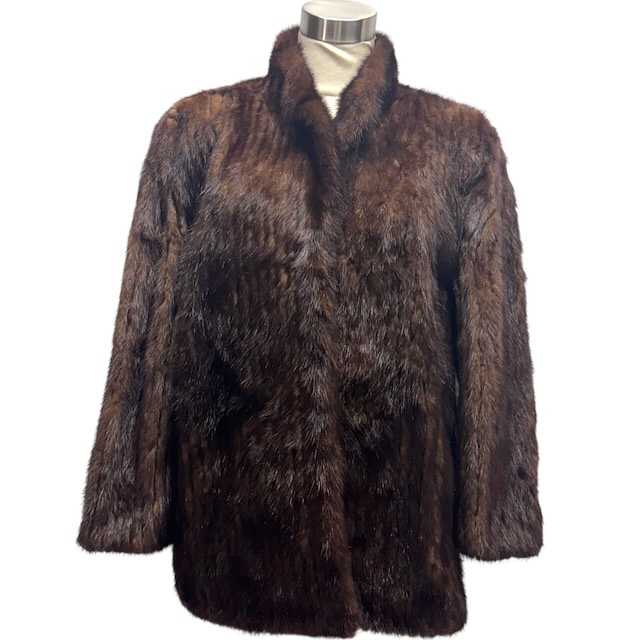 【中古】まっ黒いミンクのコート MINK 獣の皮 厚地の外套 写実的毛革 赤銅色 13号 LL好いかげんに レディース 【ベクター 古着】 250727 レディースファッション-コート・ジャケット