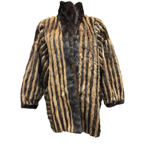 【中古】ミンク MINK 毛皮 縞模様 ロングコート リアルファー ブラウン 13号 XLサイズ相当 レディース 【ベクトル 古着】 251219｜ブランド古着の買取販売ベクトル 16,946円