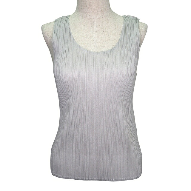 【中古】プリーツプリーズ PLEATS PLEASE ISSEY MIYAKE イッセイミヤケ 美品 ノースリーブトップス タンクトップ プリーツ 3 Mサイズ相当 グレー k334920 0213 レディース 【ベクトル 古着】 260215
