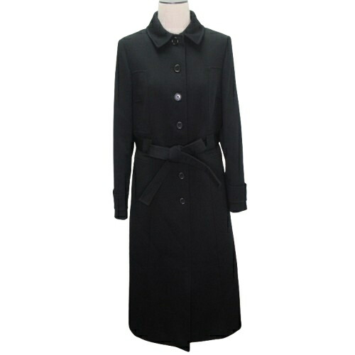 【中古】コップコピーヌ cop.copine 長袖 ロング厚地の外套 引き舟付き添い人 未当て嵌める アウター 羊毛混 6 L大きさ好いかげんに 黒いこと vt031725326 0608 レディース 【ベクター 古着】 260608