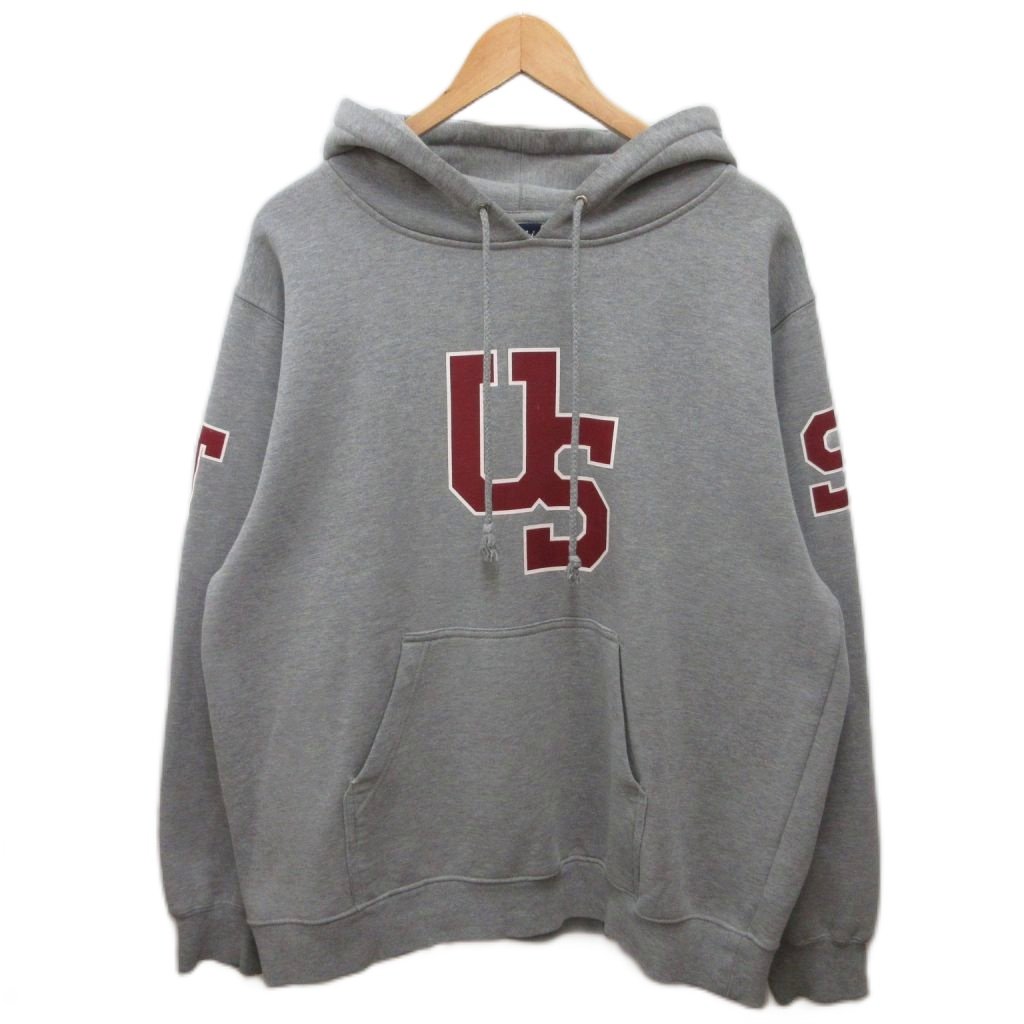 【中古】ステューシー STUSSY 90s ヴィンテージ USロゴタイプ パーカー フーディー ティーシャツ ロゴタイプ刷り上げる USA製 L 薄墨色 ☆AA★ メンズ 【ベクター 古着】 260330