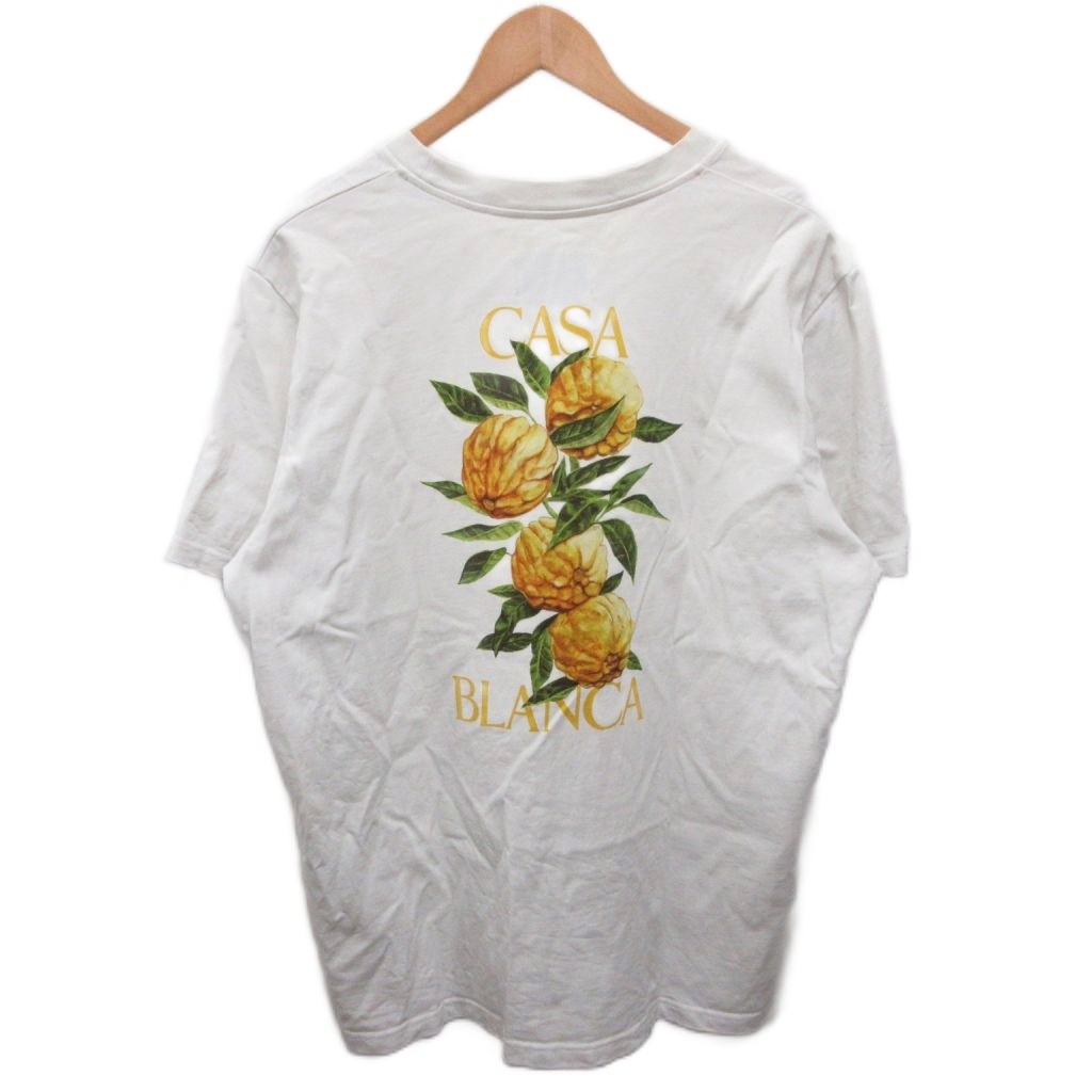 【中古】カサブランカ CASABLANCA Yuzu T-Shirt プルオーバー 半袖 カットソー うしろ側刷り上げる XXL 白 白いこと CASABLANCA22SS-3 MS22-JTS-001  【ベクター 古着】 260421