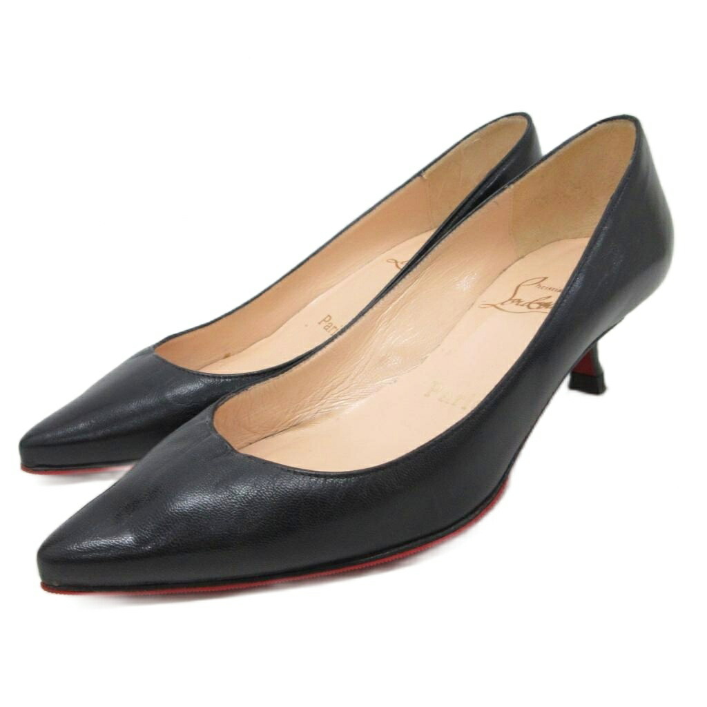 【中古】クリスチャンルブタン Christian louboutin KATE55 NAPPA なめし革パンプス ポインテッドトゥ 置き目踵 なめし革 35.5 22.5糎 黒 黒いこと レディース 【ベクター 古着】 260417