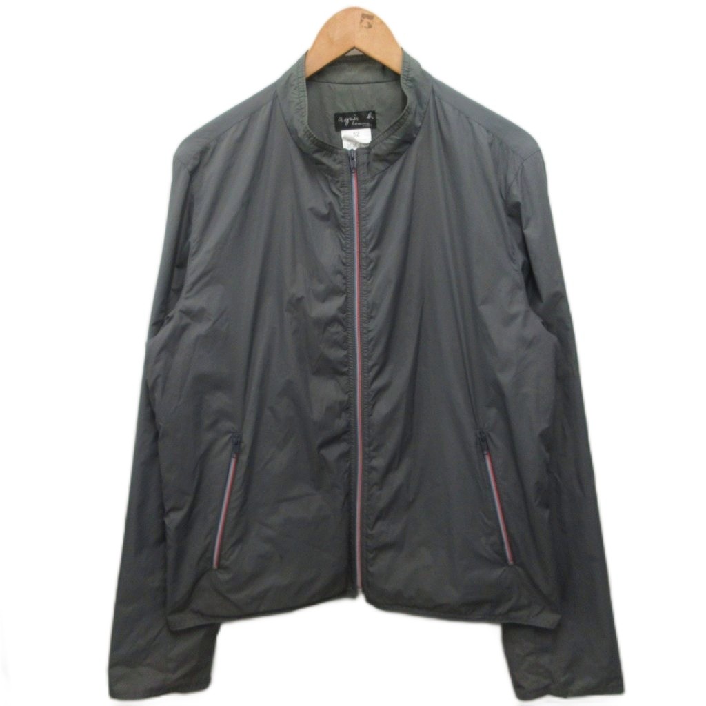 【中古】アニエスベーオム Agnes b. homme ナイロン上衣 ジップアップブルゾン ボックス席 52 薄墨色 2203-0984 08S  【ベクター 古着】 260421