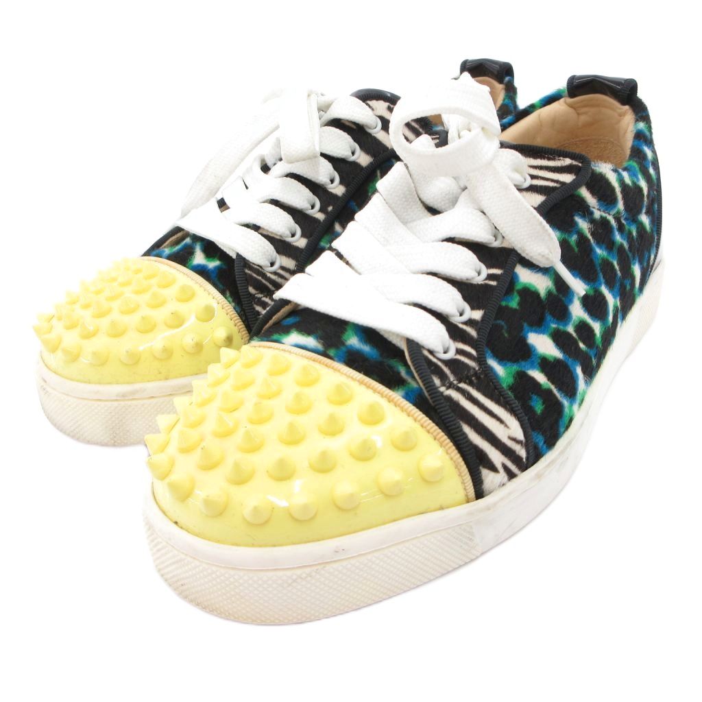 【中古】クリスチャンルブタン Christian louboutin ルイスお坊っちゃん スニーカー シューズ スタッズ ハラコ 36 黒 黒いこと 青 青色 黄 黄色 /JS レディース 【ベクター 古着】 260511
