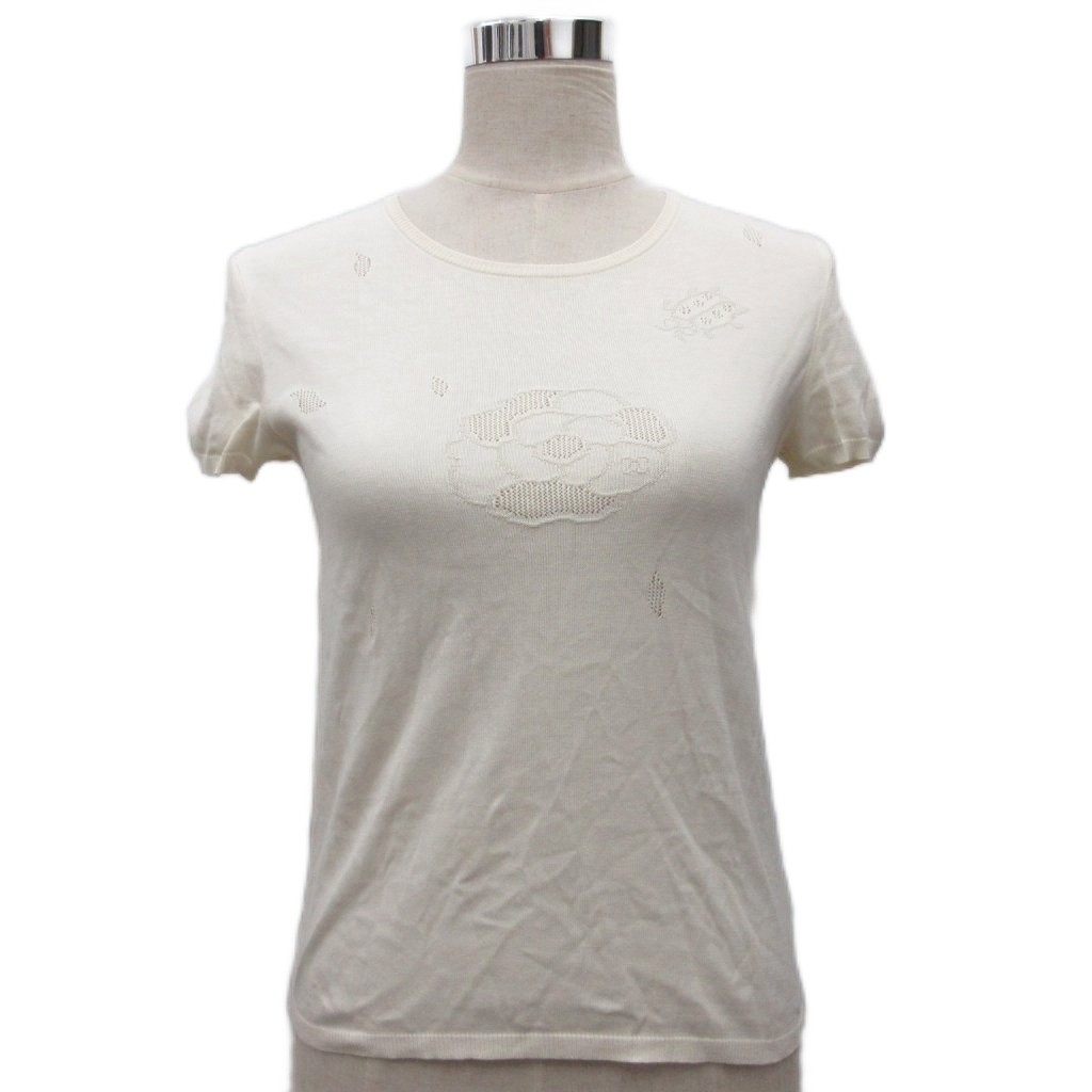 【中古】シャネル CHANEL カメリア カットソー Tシャツ トップス 半袖 アイボリー P22962V01533 レディース 【ベクトル 古着】 260717｜ブランド古着の買取販売ベクトル