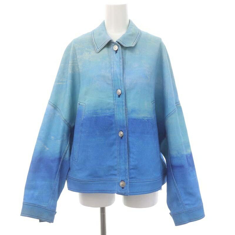 【中古】マルニ MARNI × Flaminia Veronesi 23SS グラデーション コットンドリル ジャケット 38 青 水色 ブルー ライトブルー /MI ■OS レディース 【ベクトル 古着】 240405