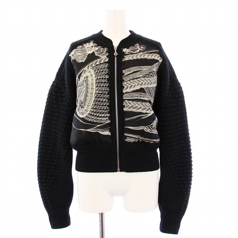 【中古】エルメス HERMES ダウンジャケット アウター シルク切替 ニット 38 ブラック /KH ■KH レディース 【ベクトル 古着】 250331|ブランド古着の買取販売ベクトル