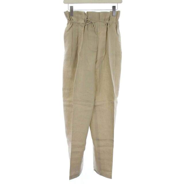 【中古】アクネ ストゥディオズ Acne Studios タグ付き 2019 イージーパンツ テーパード ハイウエスト フリル リネン100% センタープレス 34 XS ベージュ /DK ■GY ■PN レディース 【ベクトル 古着】 250523
