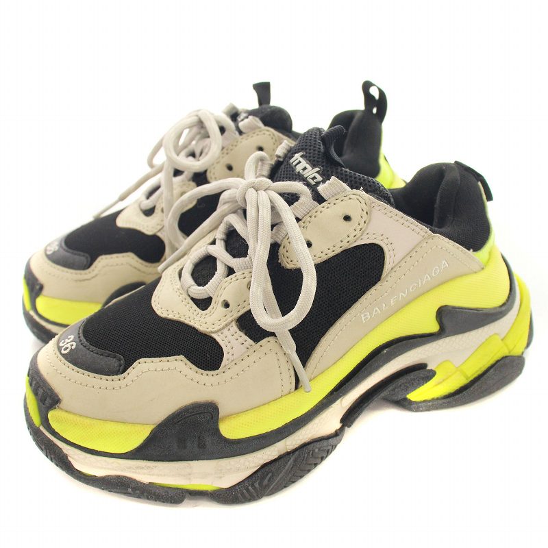【中古】バレンシアガ BALENCIAGA 524039 TRIPLE / スニーカー 黄 汚れ小 レディース 【ベクトル 古着】 250614