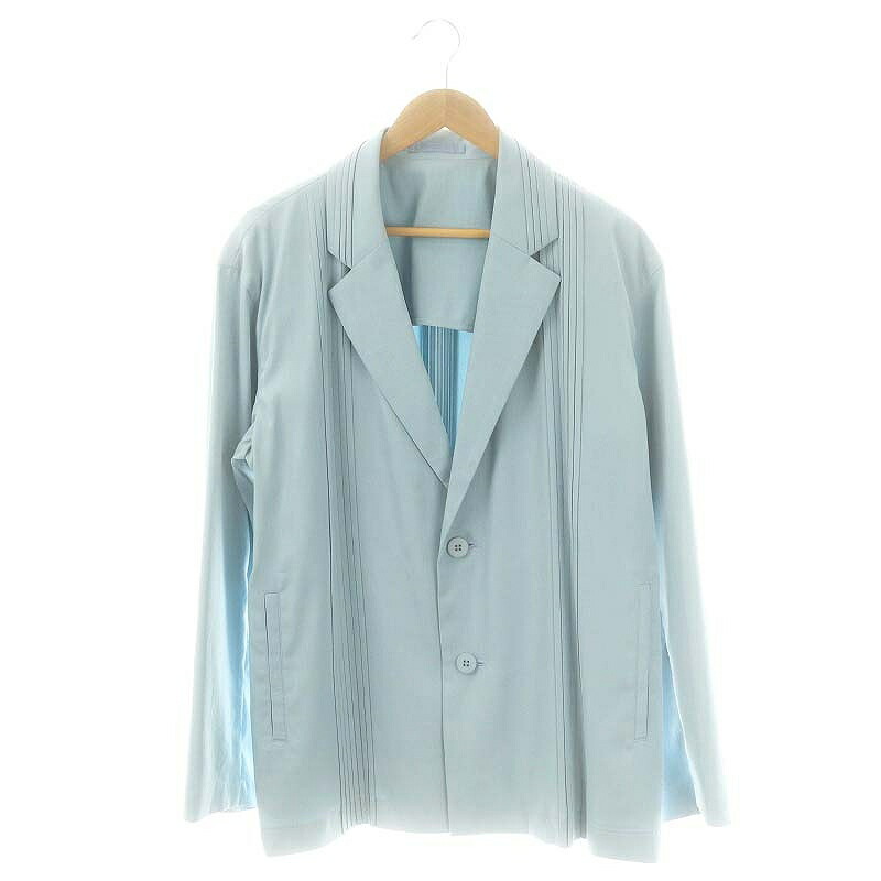 【中古】イッセイミヤケメン ISSEY MIYAKE MEN プリーツジャケット テーラードジャケット シングル 3 ライトブルー LA33FD091 /DF ■OS ■SH メンズ 【ベクトル 古着】 250615