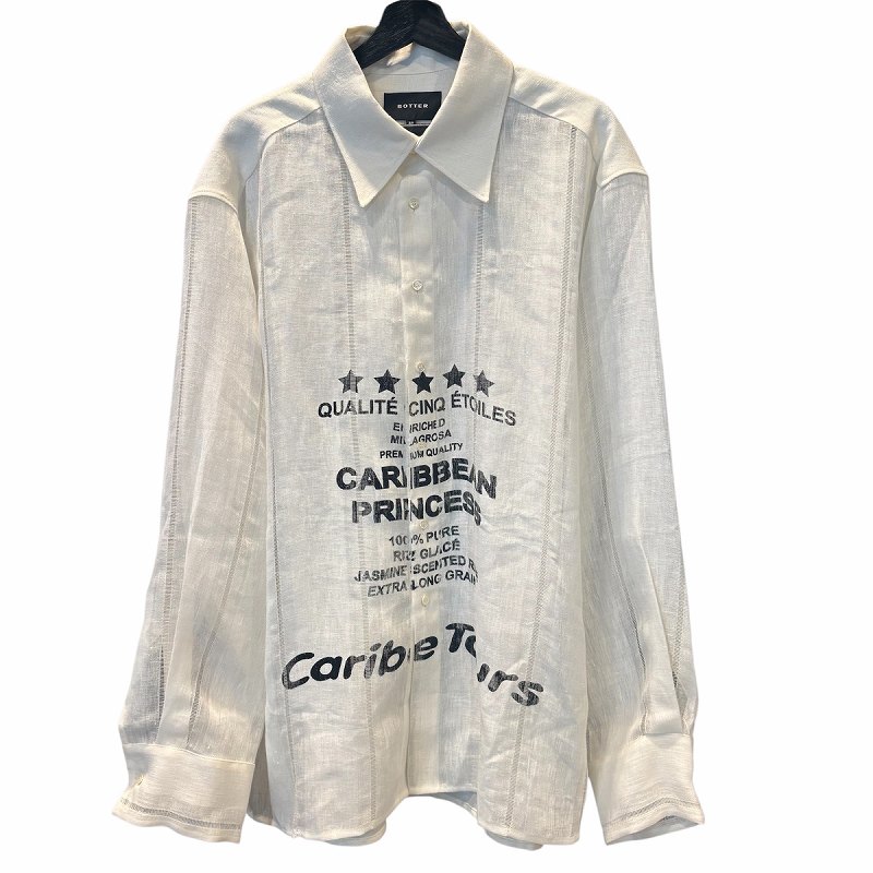 【中古】未使用品 BOTTER タグ付き 19SS OPEN PINSTRIPE SHIRT シャツ 長袖 48 オフホワイト メンズ 【ベクトル 古着】 250706