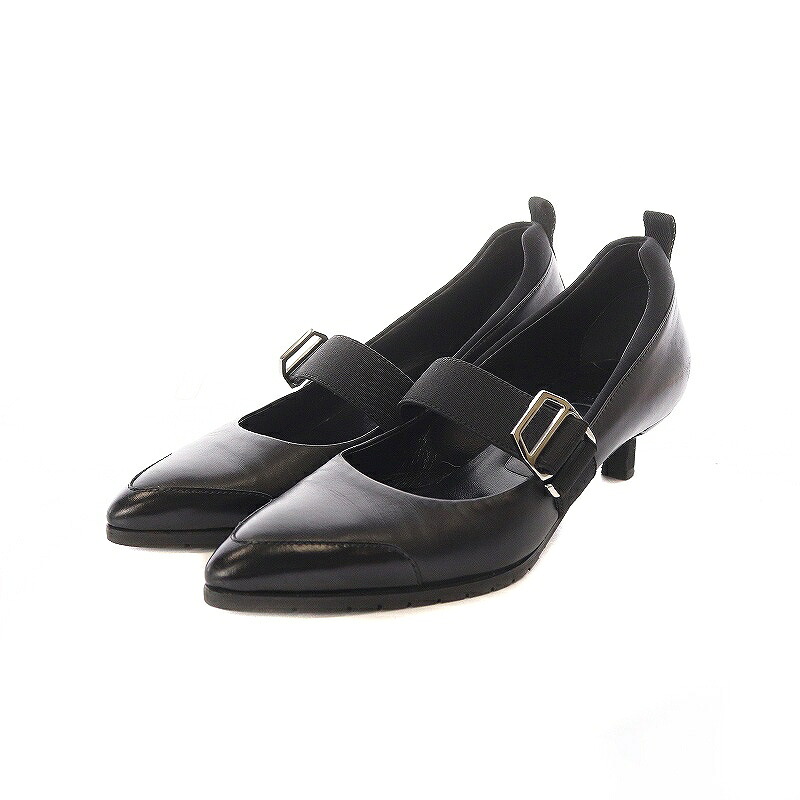 【中古】エルメス HERMES シェーヌダンクモチーフ 呼びりんテッド ポインテッドパンプス なめし革 36 23珊 黒 黒いこと /SB ■os レディース 【ベクター 古着】 250726