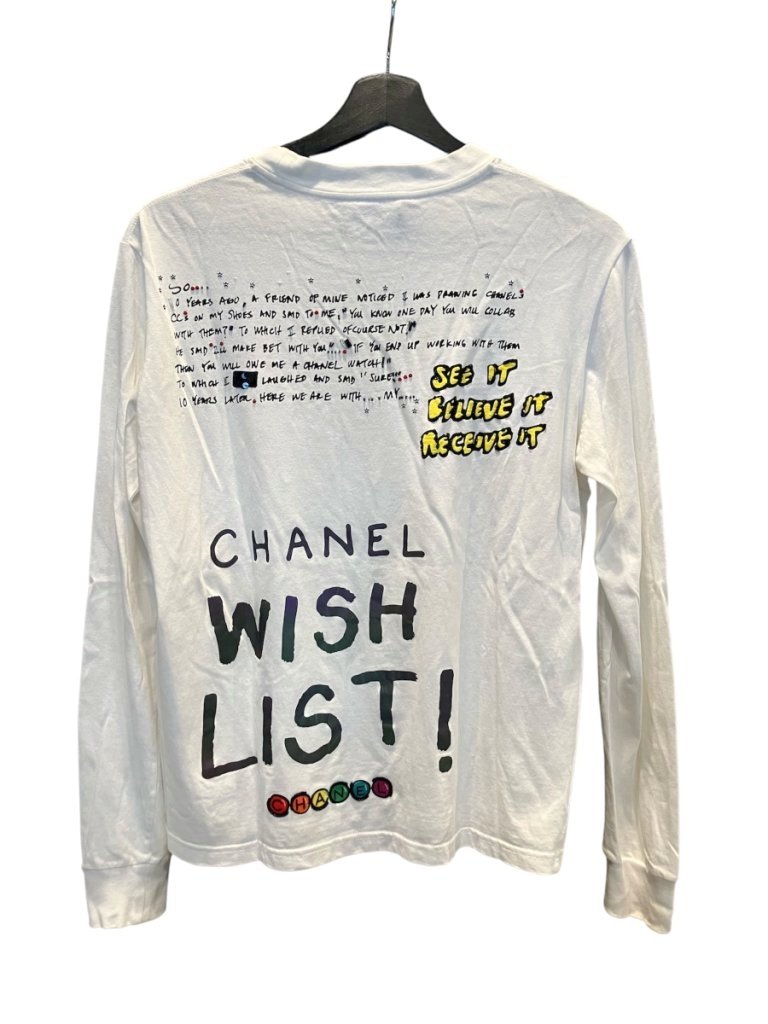 【中古】シャネル CHANEL × ファレル・ウィリアムス Pharrell Williams 19SS L/S ロングプルオーバー ロンT カットソー XS 白 白いこと メンズ レディース 【ベクター 古着】 260516