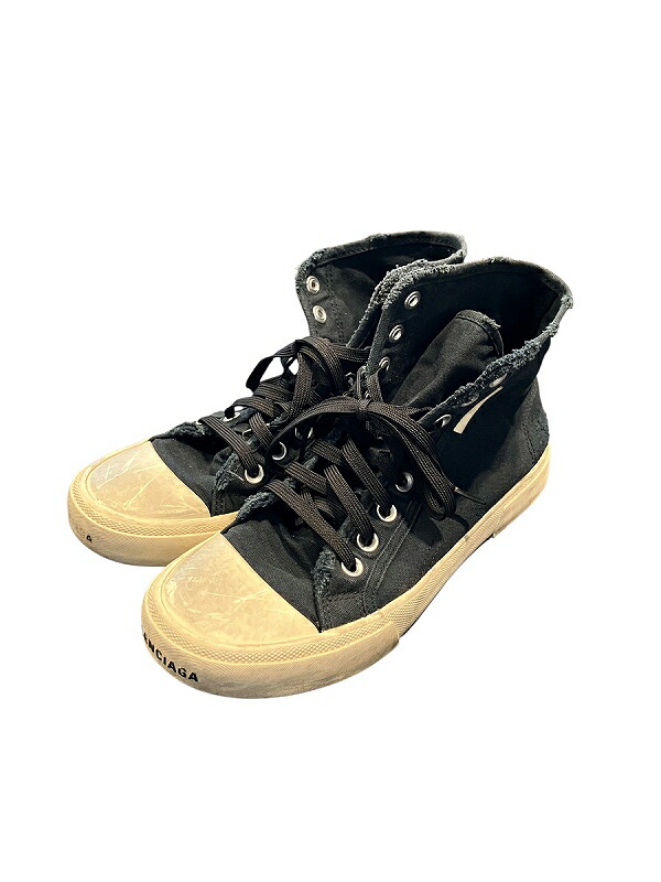 【中古】バレンシアガ BALENCIAGA スニーカー ヴィンテージ加工 ハイカット 黒 ブラック 688752 メンズ 【ベクトル 古着】 250814｜ブランド古着の買取販売ベクトル