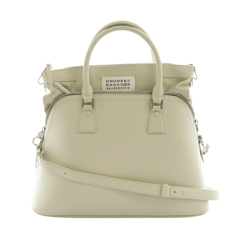 【中古】メゾンマルジェラ Maison Margiela 5AC ミディアム 2WAY バッグ ハンド ショルダー ロゴ レザー グレージュ ベージュ /AQ ■OS ■SH レディース 【ベクトル 古着】 250821｜ブランド古着の買取販売ベクトル