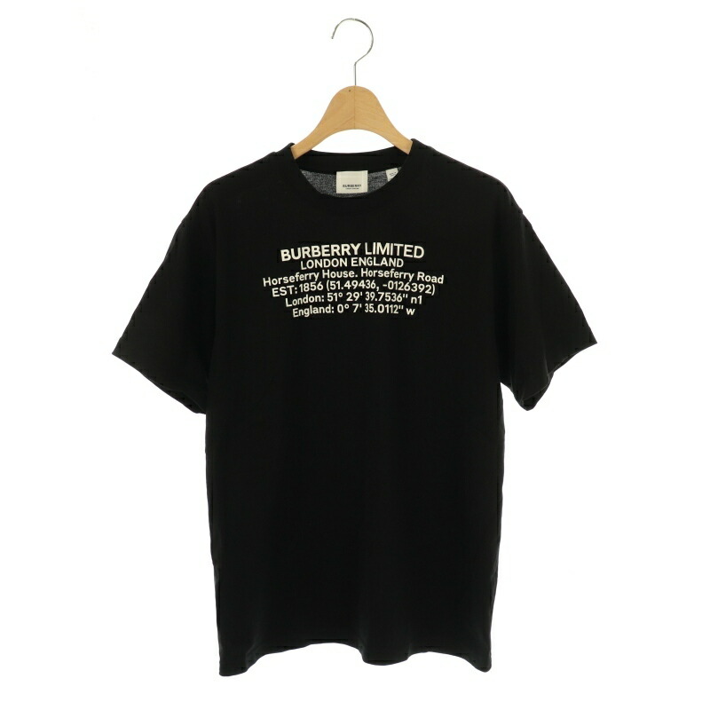 【中古】赤ちょうちんバリー BURBERRY 8024628 CREW NECK T SHIRT プルオーバー カットソー XXS 黒 白 /MI ■os レディース 【ベクター 古着】 250831