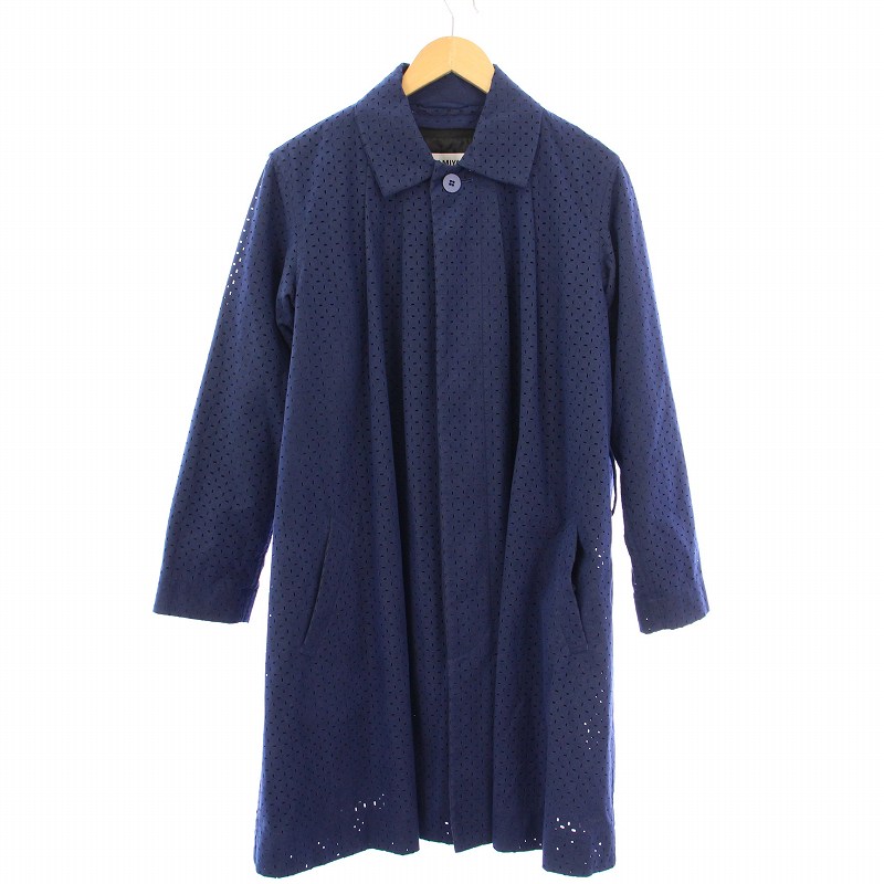 【中古】イッセイミヤケ ISSEY MIYAKE カットワークデザインコート ステンカラー アウター ロング丈 フェイクスエード 2 紺 ネイビー IM51FA002 /BB メンズ 【ベクトル 古着】 251025