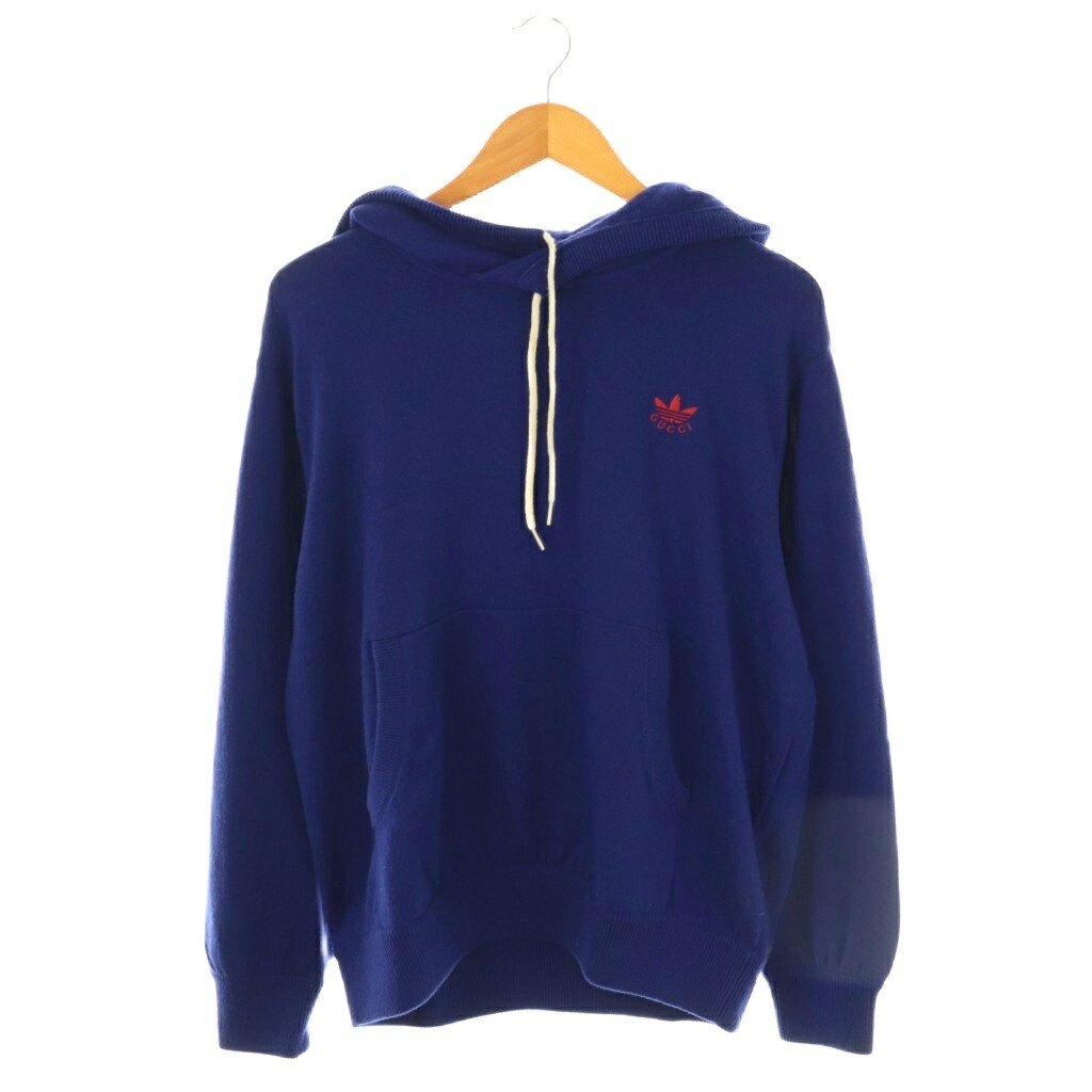 【中古】グッチ GUCCI ×アディダス adidas ニットプルオーバーパーカー 長袖 M 青碧 700446 /HK ■os ■AD メンズ 【ベクター 古着】 251023