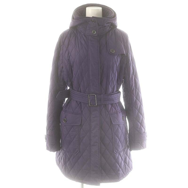 【中古】赤ちょうちんバリー 英国の首都 BURBERRY LONDON キルティング厚地の外套 中綿 ひざ丈 裏地ノバチェック 酉の方角胴締め 40 L 紫 パープル /AQ ■os レディース 【ベクター 古着】 251208
