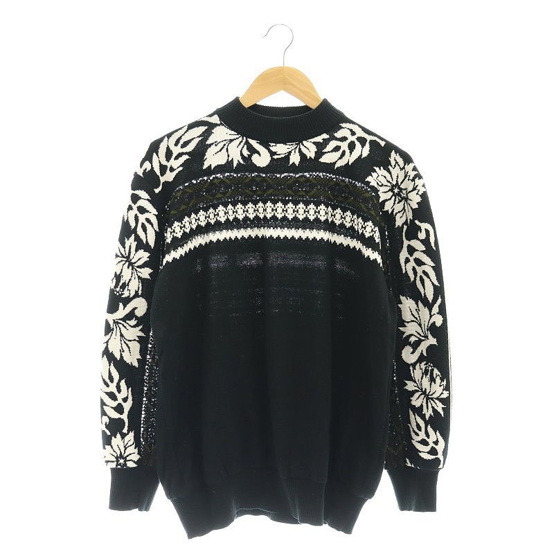 【中古】サカイ sacai 24-03297 クルーネックニット セーター 長袖 1 ブラック ホワイト カーキ /ES ■OS ■AD メンズ 【ベクトル 古着】 251208