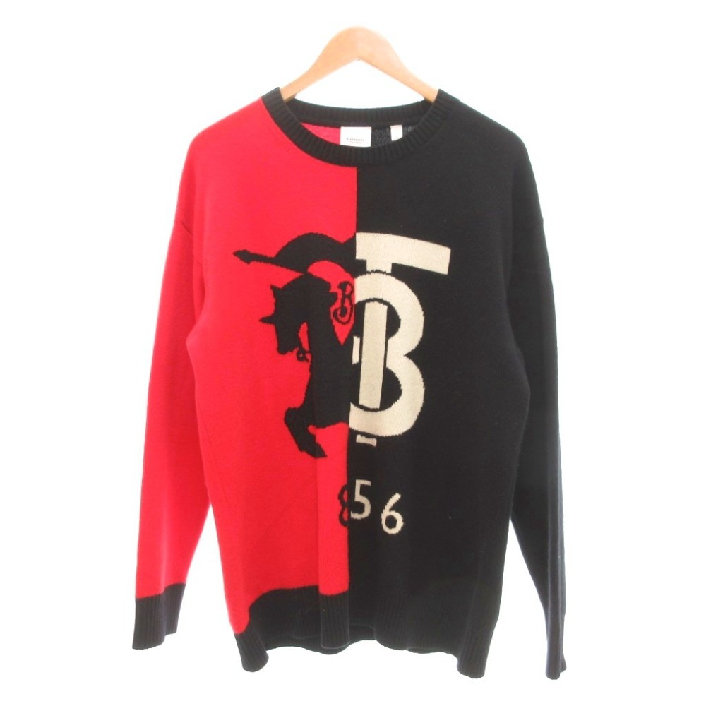 【中古】赤ちょうちんバリー 英国の首都 BURBERRY LONDON 編み物 スウェーター カシミール 馬上のナイト爵 ロゴタイプ バイ色合い ツートーン M 黒 黒いこと 赤 赤いこと /UO ■GY17 メンズ レディース 【ベクター 古着】 260114