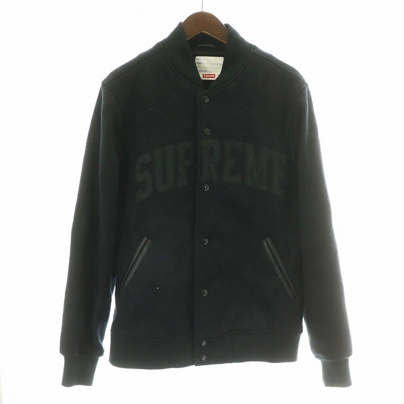 【中古】シュプリーム SUPREME 15AW harlequin wool jacket スタジャン 競技場前掛け 上衣 羊毛 ロゴタイプ M 黒 黒いこと /MW ■GY12 メンズ 【ベクター 古着】 260123