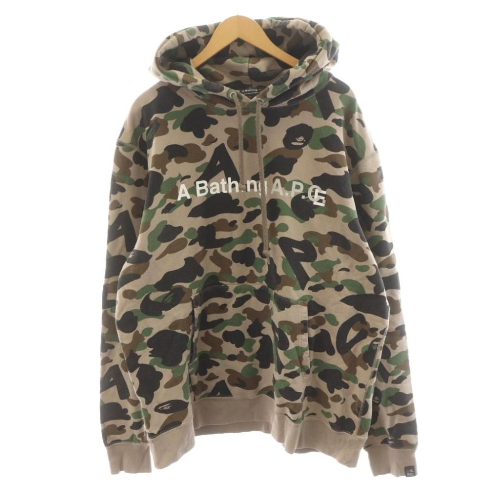 【中古】アベイシングエイプ A BATHING APE × アーペーセー A.P.C パーカー プルオーバー カモフラ 迷彩柄 3XL ベージュ カーキ 黒 ブラック /AN61 メンズ 【ベクトル 古着】 260124|ブランド古着の買取販売ベクトル