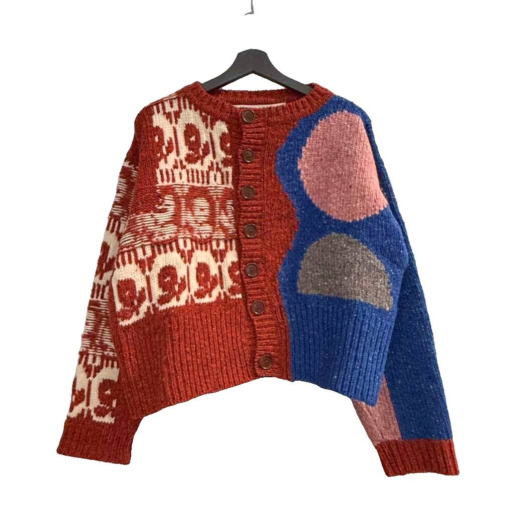 【中古】サバイバルオブザファッショネスト Survival of the Fashionest ジレー 編み物 スウェーター 総柄 S 赤 赤いこと 青 青み   メンズ 【ベクター 古着】 260204
