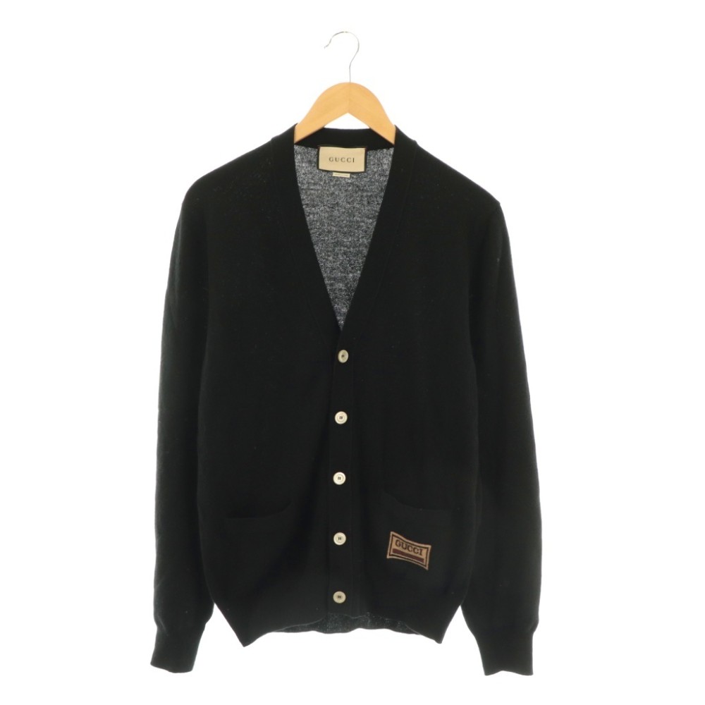 【中古】グッチ GUCCI ロゴポケットカーディガン 編み物 長袖 カシミール 羊毛混 XS 黒 /NR ■os ■SH メンズ 【ベクター 古着】 260204