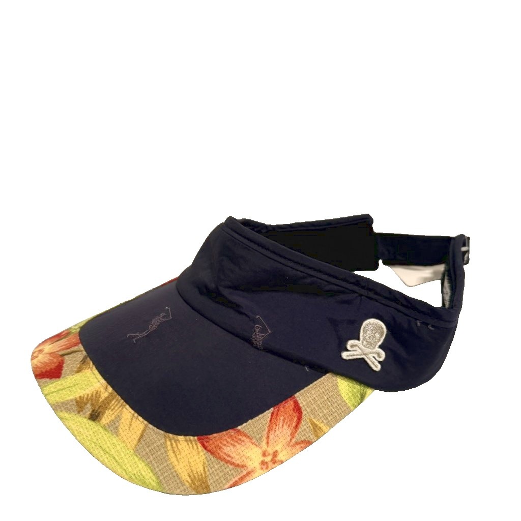【中古】マーク&ロナ MARK&LONA サンバイザー 帽子 ゴルフ 花柄 黒 ブラック ■GY99 レディース 【ベクトル 古着】 260305