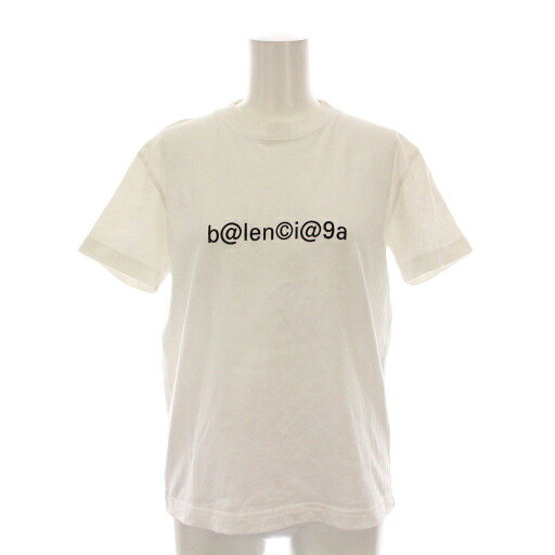 【中古】バレンシアガ BALENCIAGA Tシャツ カットソー クルーネック 半袖 M 白 ホワイト ロゴ /YM メンズ レディース 【ベクトル 古着】 260310