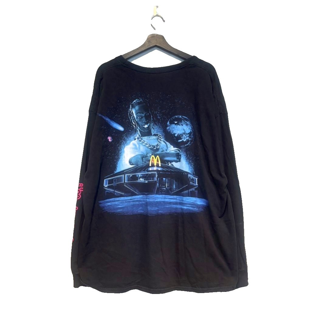 【中古】トラビススコット TRAVIS SCOTT × CACTUS JACK 希少 ロングTシャツ カットソー バックプリント 長袖 XXL 黒 ブラック メンズ 【ベクトル 古着】 260327