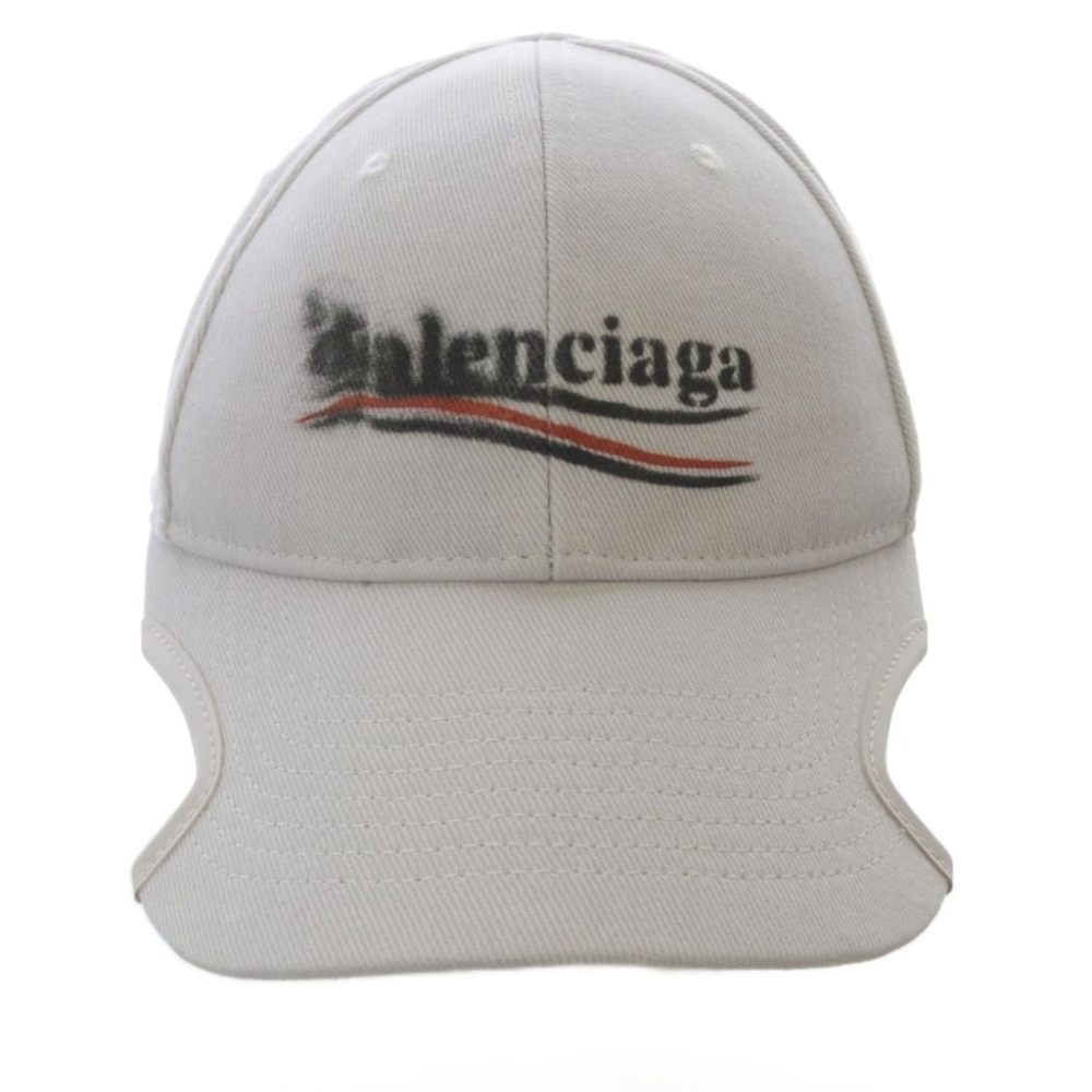 【中古】バレンシアガ BALENCIAGA POLITICAL STENCIL 帽子 ベースボールキャップ L 59cm ホワイト 788752 /YO17 ■SH ■OH メンズ レディース 【ベクトル 古着】 260330｜ブランド古着の買取販売ベクトル