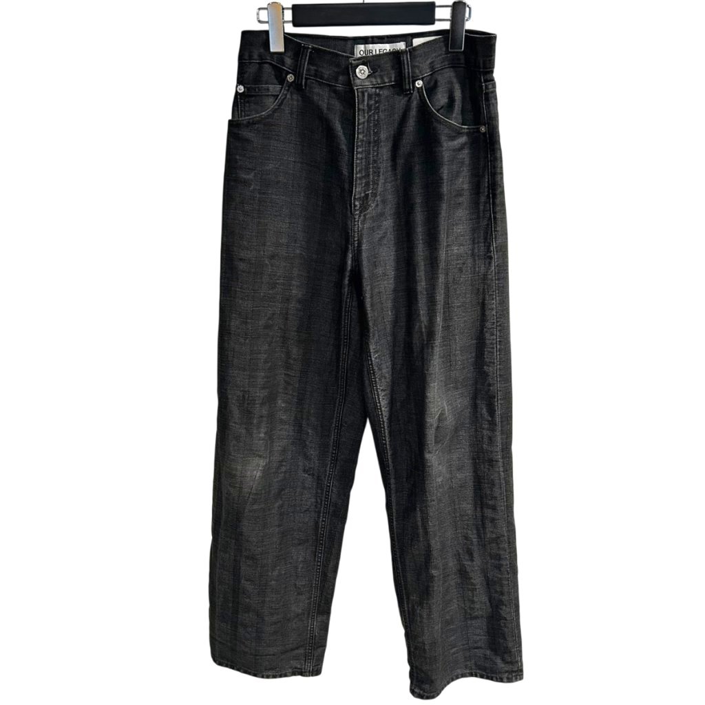 【中古】アワーレガシー OUR LEGACY デニムパンツ ワイド ストレート ヘリンボーン柄 28 黒 ブラック M4255VB メンズ 【ベクトル 古着】 260420
