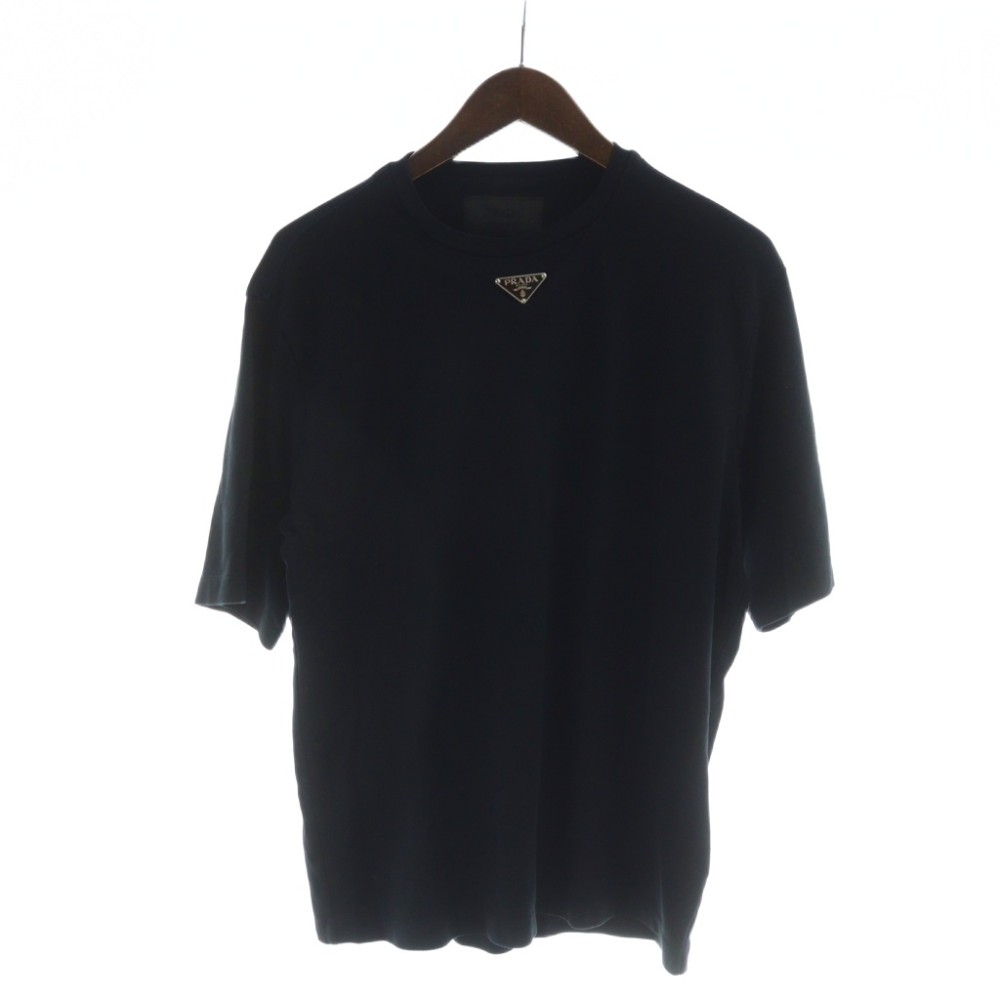 【中古】プラダ PRADA 23SS Cotton Short Sleeves Logo Tee  ティーシャツ カットソー 半袖 ロゴタイプ XXS 黒 黒いこと UJN861 S232 240 ■GY18 /MQ メンズ 【ベクター 古着】 260415
