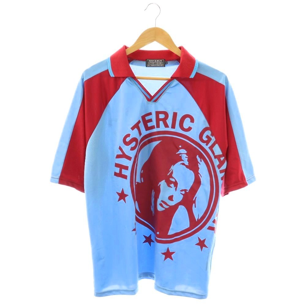 【中古】ヒステリックグラマー HYSTERIC GLAMOUR 25SS HYSTERIC 9 Shirt プルオーバー 半袖 L ともし火青み 赤いこと /HK ■os メンズ 【ベクター 古着】 260520