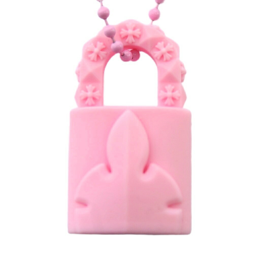 【中古】クロムハーツ CHROME HEARTS Rubber Padlock Flerknee Silicon Necklace パドロックフレアニー シリコンラバーネックレス シャンデリヤ 付属物 さくら色 ■GY18 /MQ メンズ 【ベクター 古着】 260530