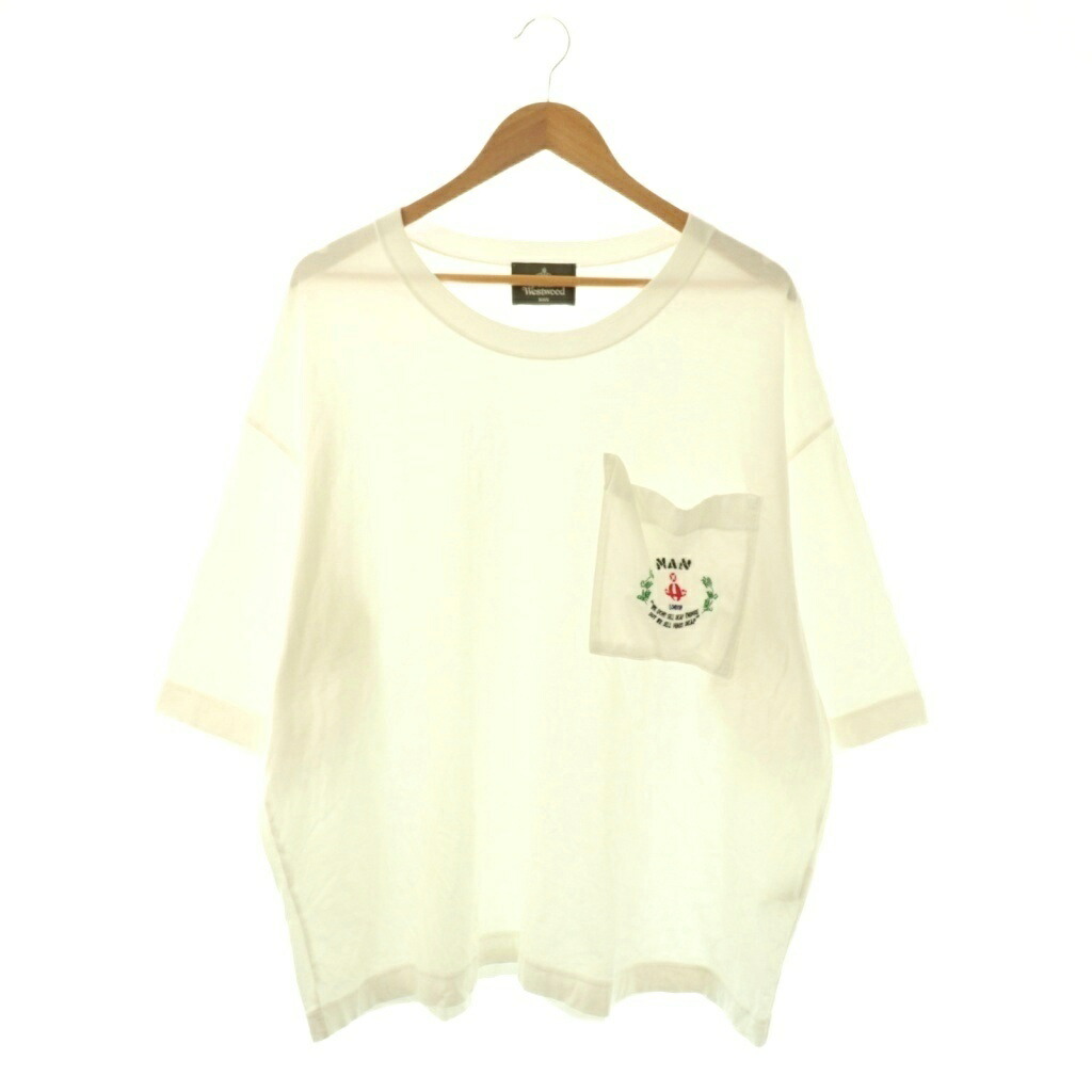 【中古】ヴィヴィアンウエストウッドマン Vivienne Westwood MAN 24SS ティーシャツ オーブ 刺しゅう 隠し ルーズシルエット F 白いこと 149049 /DF ■GY01 メンズ 【ベクター 古着】 260530