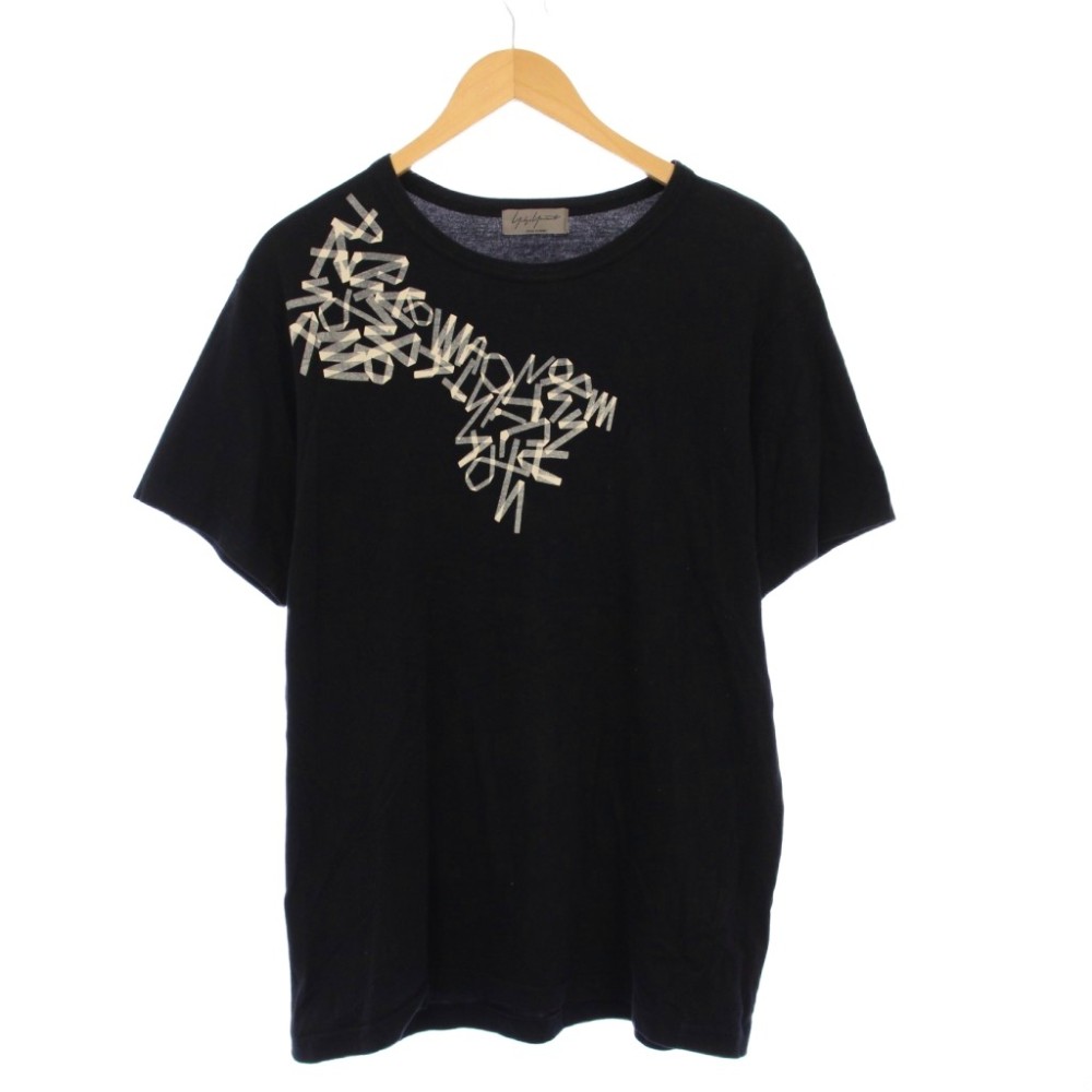 【中古】ヨウジヤマモト YOHJI YAMAMOTO ティーシャツ カットソー 半袖 刷り上げる 3 黒 HY-T04-073 /KH メンズ 【ベクター 古着】 260530