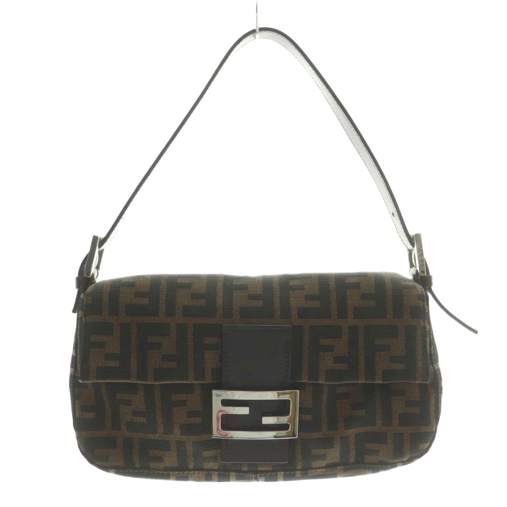 【中古】フェンディ FENDI ズッカ柄 マンマバケット 一ショルダーバッグ 帆布 なめし革 インターロッキング ロゴタイプ 茶 赤銅色 26424 /BB ■OH レディース 【ベクター 古着】 260530