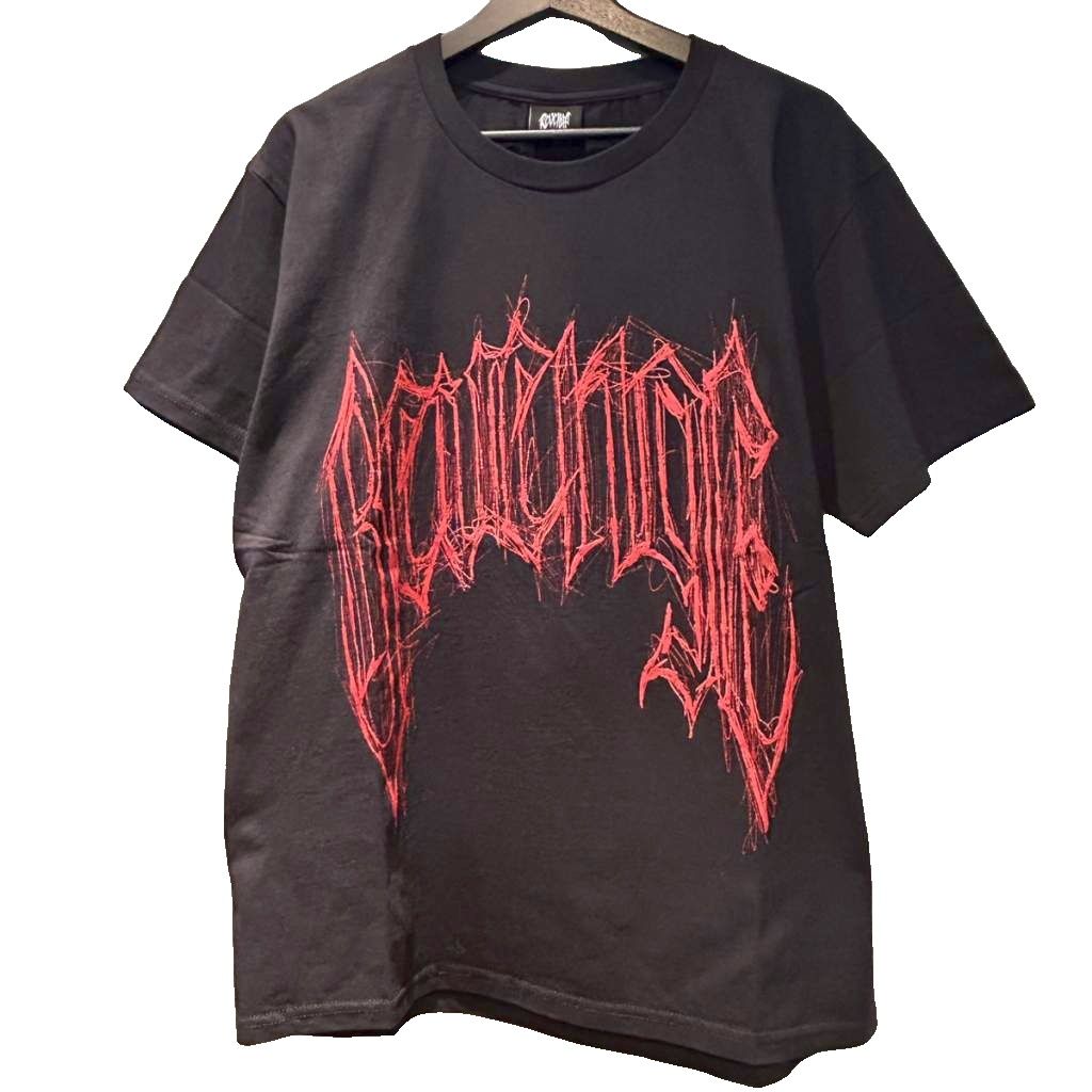 【中古】意趣晴らし REVENGE GALLERRY ×Trippie Redd  ティーシャツ 半袖 丸首 ロゴタイプ L 黒 黒いこと メンズ 【ベクター 古着】 260607